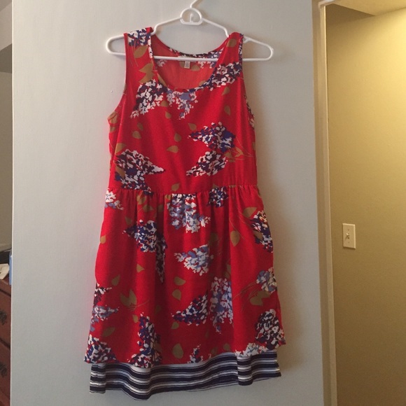 Anthropologie Red Floral Dress. Size XS