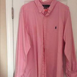 Pink button down shirt. Polo