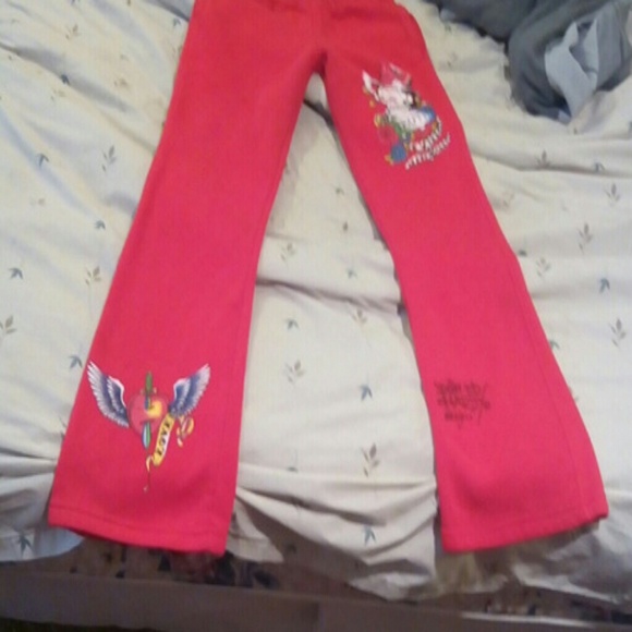 Red  Ed hardy sweat pants