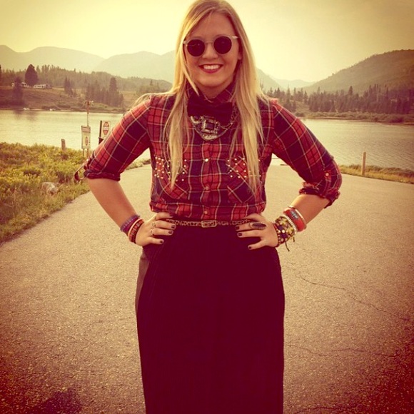 Zara Studded Plaid Shirt