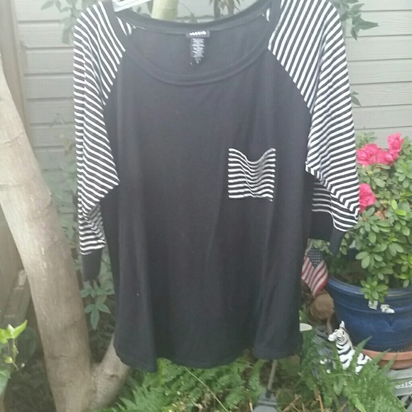 Torrid 3/4 sleeve one pocket striped top