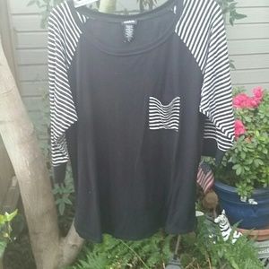 Torrid 3/4 sleeve one pocket striped top