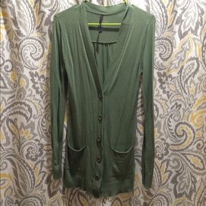 Long green cardigan