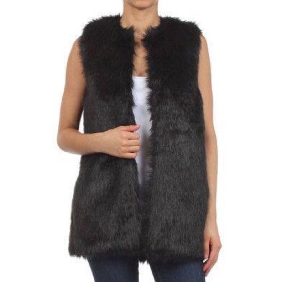 THML Jackets & Blazers - THML Black Faux Fur Vest