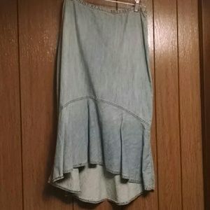 High Low Long Denim Skirt