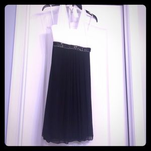 Black & cream halter style little black dress! NWT