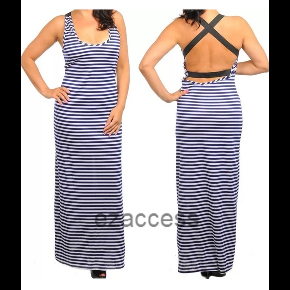 Plus size long maxi dress open backless sexy New - Picture 2 of 3