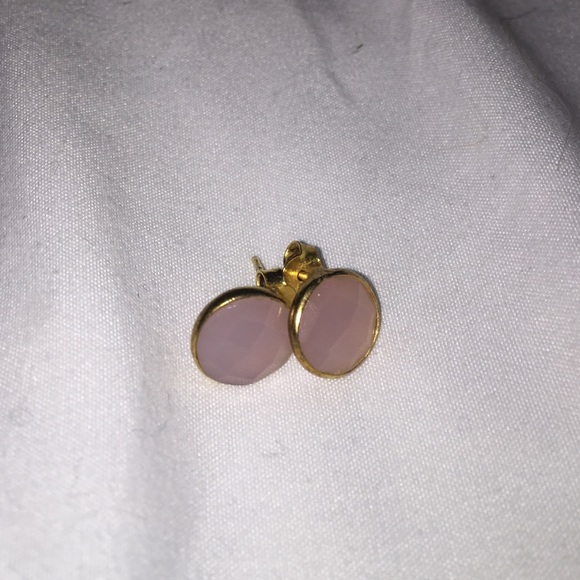 Gold and Pink Circular Minimal Gemstone Earrings