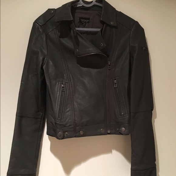 Gray leather Topshop jacket