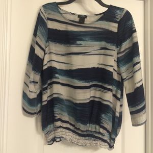 Ann Taylor navy/gray/teal blouse. Worn one time.