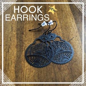 Black Filigree Hook Earrings