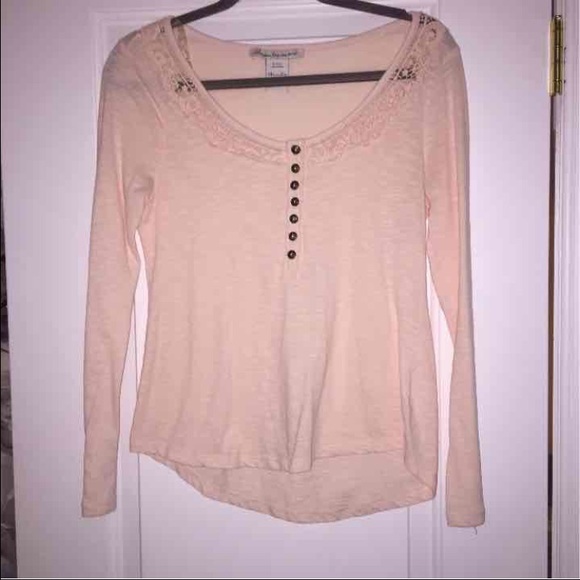Peach Scoop Neck Long Sleeve