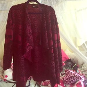 Red and Black Hot Topic Skull Cardigan