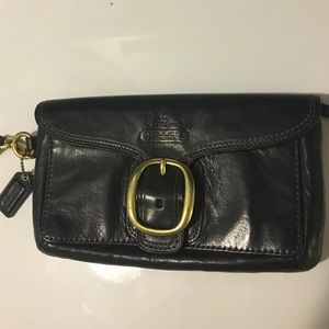 Black leather coach Wristlet!