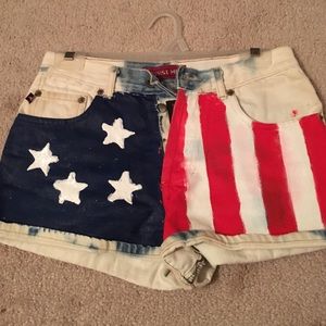 American flag high waisted shorts