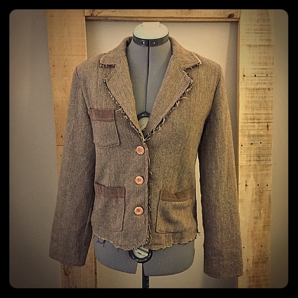 Lola Jackets & Blazers - Brown Tweed Patchwork Blazer- NWT!