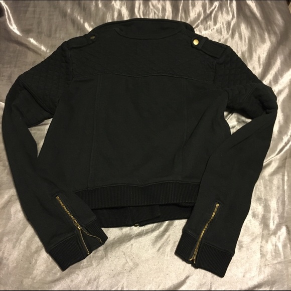 Black Motorcycle Jacket Style Sweatshirt - Picture 4 of 4