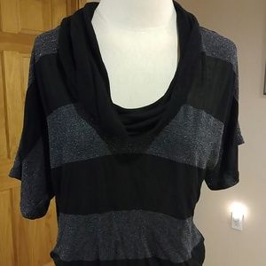 Splendid Black and Gray Cowl Neck