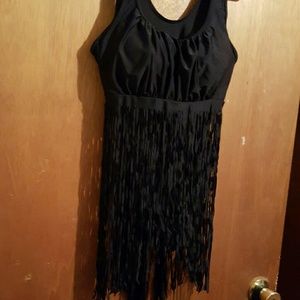 One piece fringe bathing suit