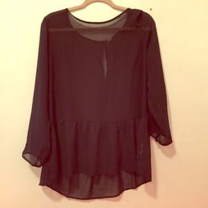 Black sheer peplum blouse