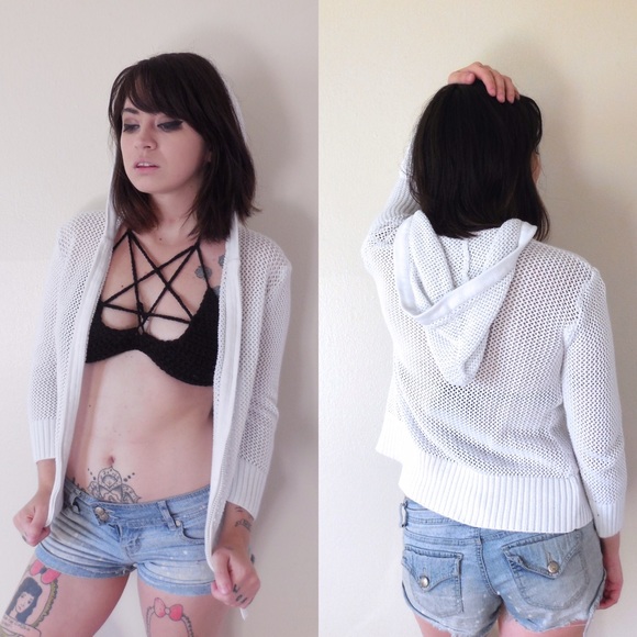 90s Vintage White Fishnet Tennis Summer Jacket