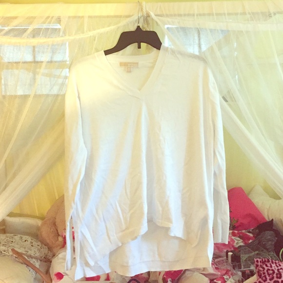 Michael Kors White V-Neck Sweater