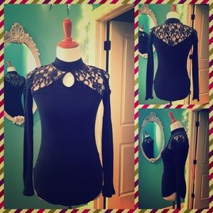 Free People Victorian Style Lace Turtleneck
