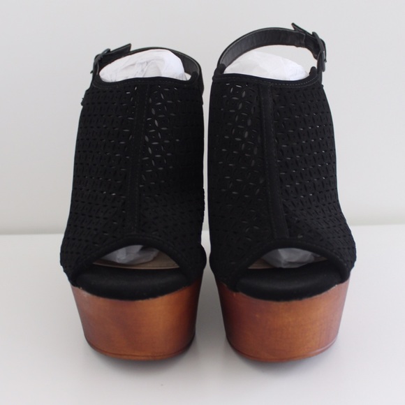 Black Suede And Brown Wedges - Picture 2 of 4