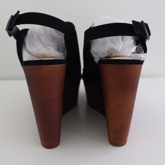 Black Suede And Brown Wedges - Picture 3 of 4
