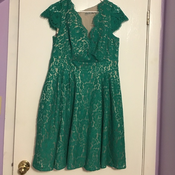Green Lace A Line Dress