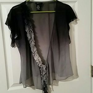 BCBGMAXAZRIA ombre silk shrug wrap overlay shirt