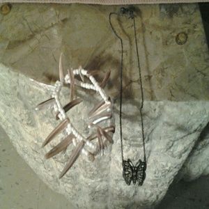 Butterfly necklace & seashell bracelet