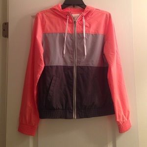 Retro Coral/Gray Windbreaker!