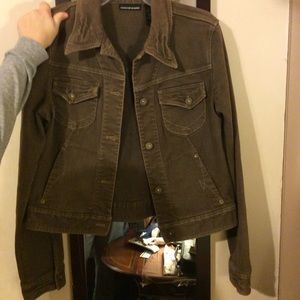 Brown DKNY denim jacket.