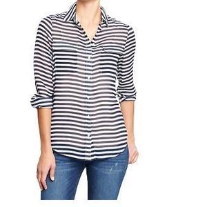 Striped navy & white blouse