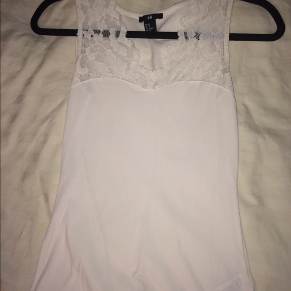 H&M white lace tank top XS