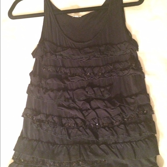 J.Crew black ruffle top, XS