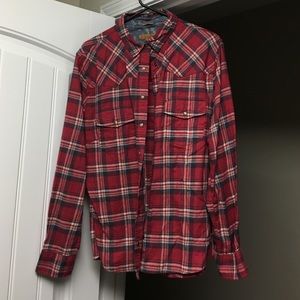 Jachs Girlfriend-Red Flannel Button Up