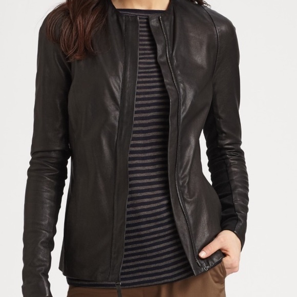 Coats | Vince Crew Neck Leather Jacket 