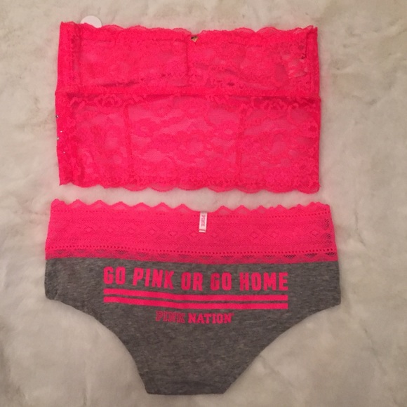 VS Pink Longline Lace Bandeau Bralette Set - Picture 3 of 4