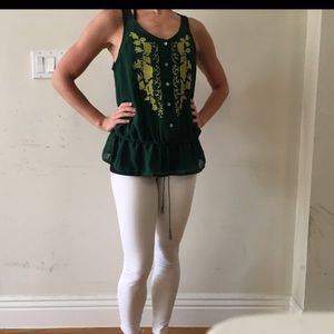 Sheer Tank Top With Embroidery