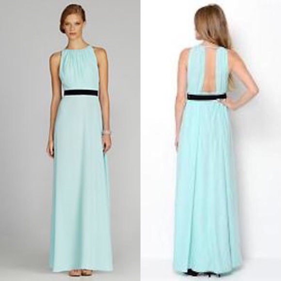 Jill Stuart Mint Long Open-Back prom Dress
