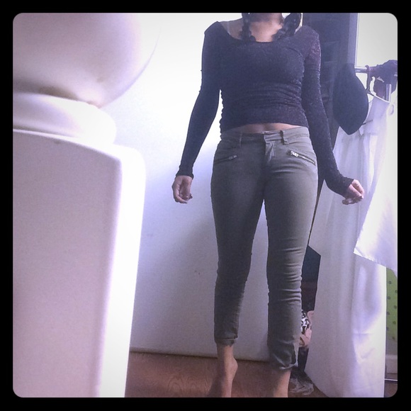 SOLD BDG army green cropped jeans