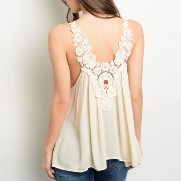 CREAM LACE DETAIL TANK - Picture 3 of 3