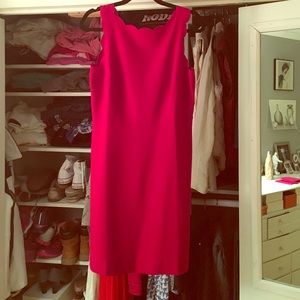 Red scalloped neck Loft dress!!