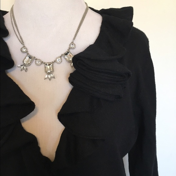 J. Crew Sweaters - J Crew Black Ruffle Front Cardigan