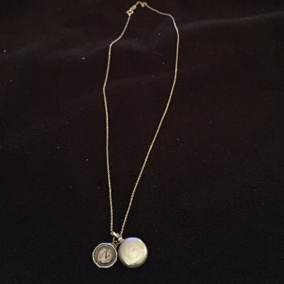 Fresh water pearl & sterling "N" initial necklace