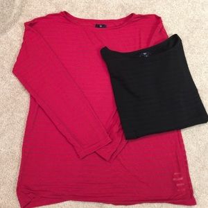 2 GAP Long-sleeve tops. Black and Candy Apple Red