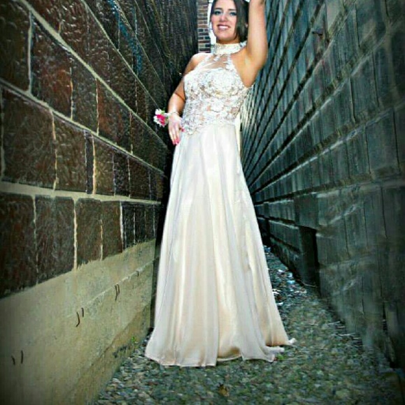 1 HOUR SALE Dave & Johnny Illusion Lace Prom Gown