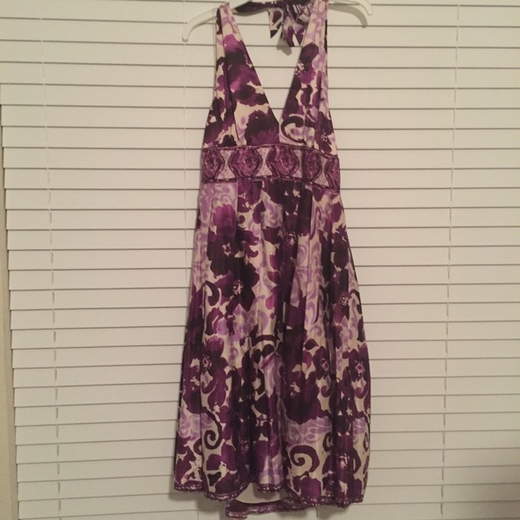 NWT Adrianna Papel Purple Print Halter Dress
